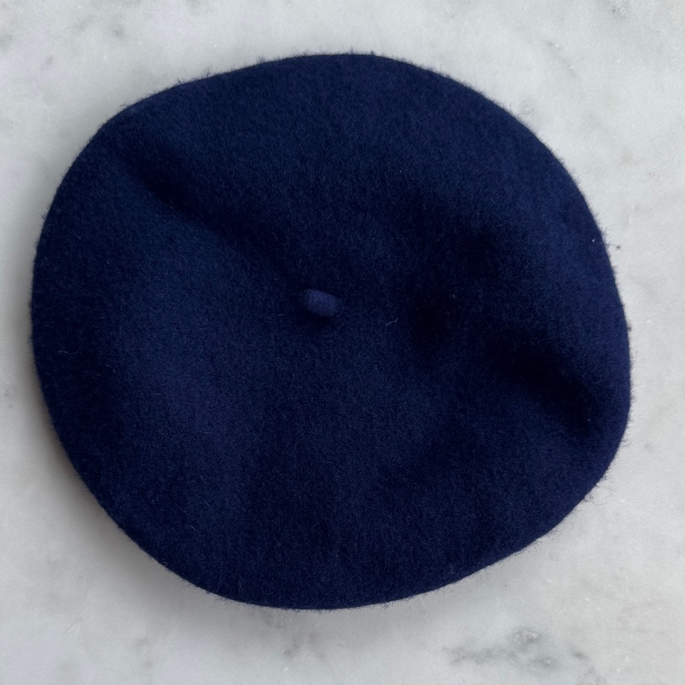 Navy Blue Wool Beret Classic French Style Hat